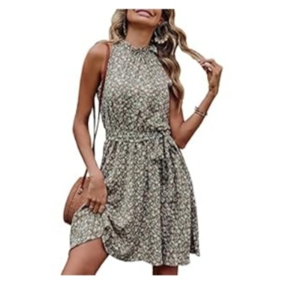 Floral Halter Neck Mini Dress